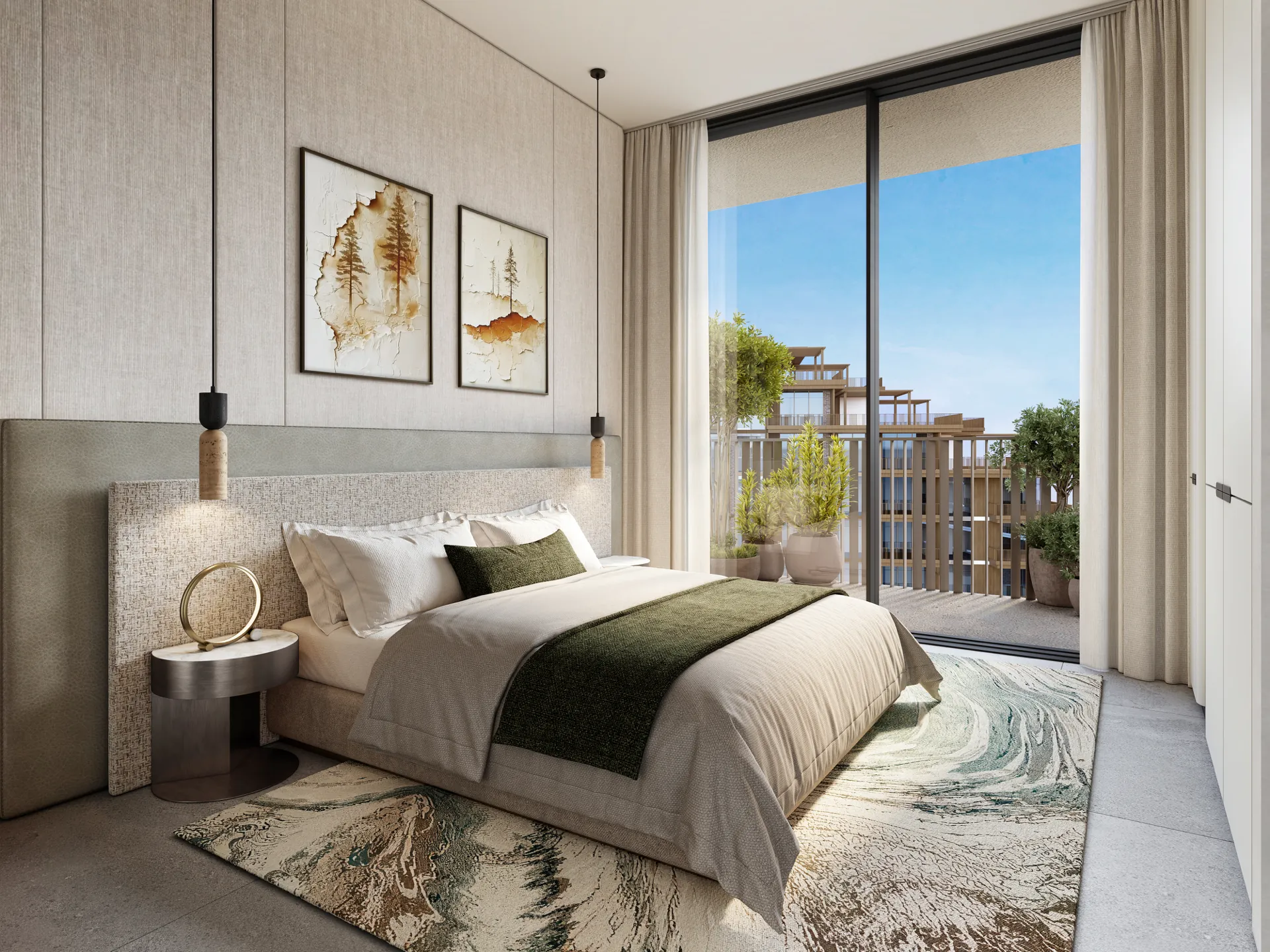 Bedroom with a private balcony at Melograno Yards by Beyond