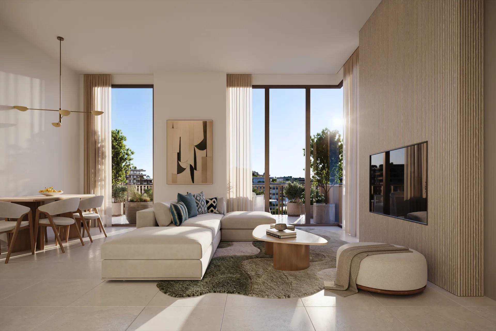 Living and dining room at Melograno Yards by Beyond