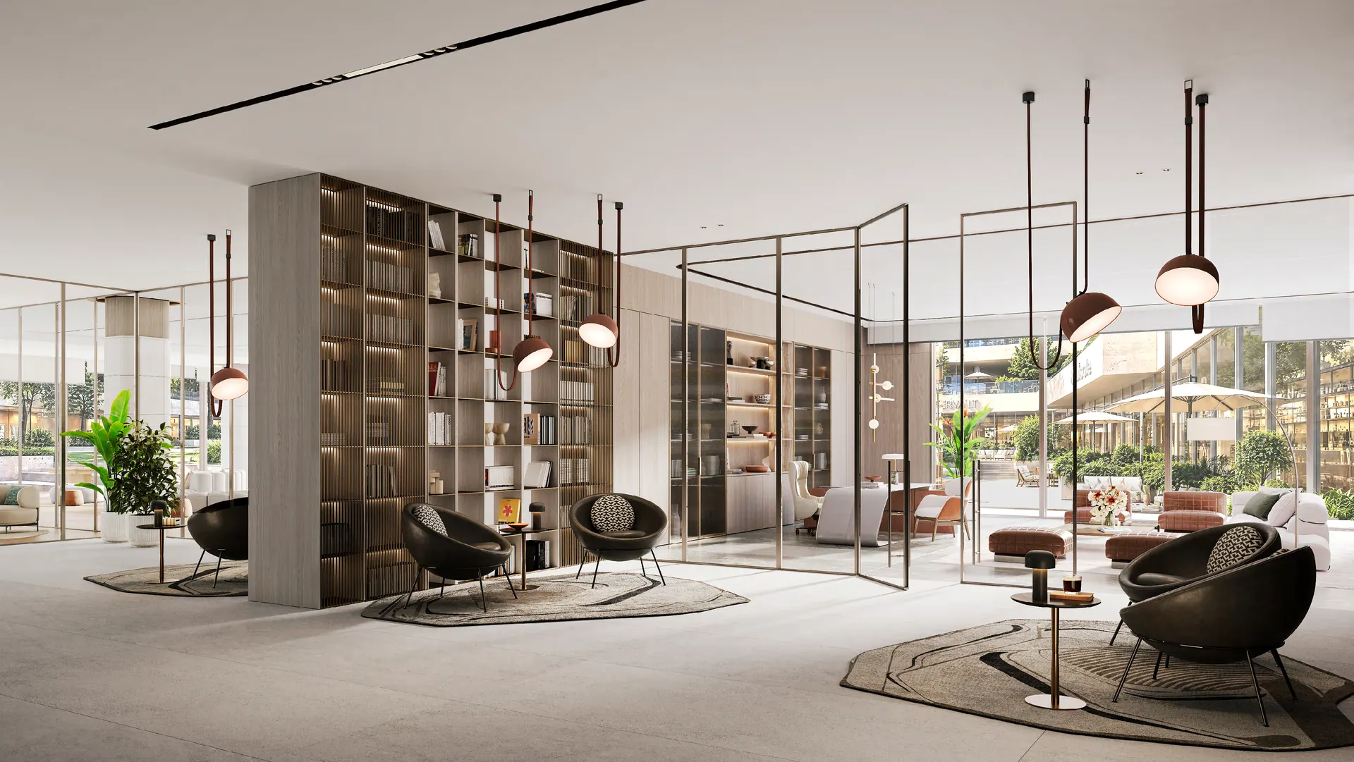 Business centre lounge and library