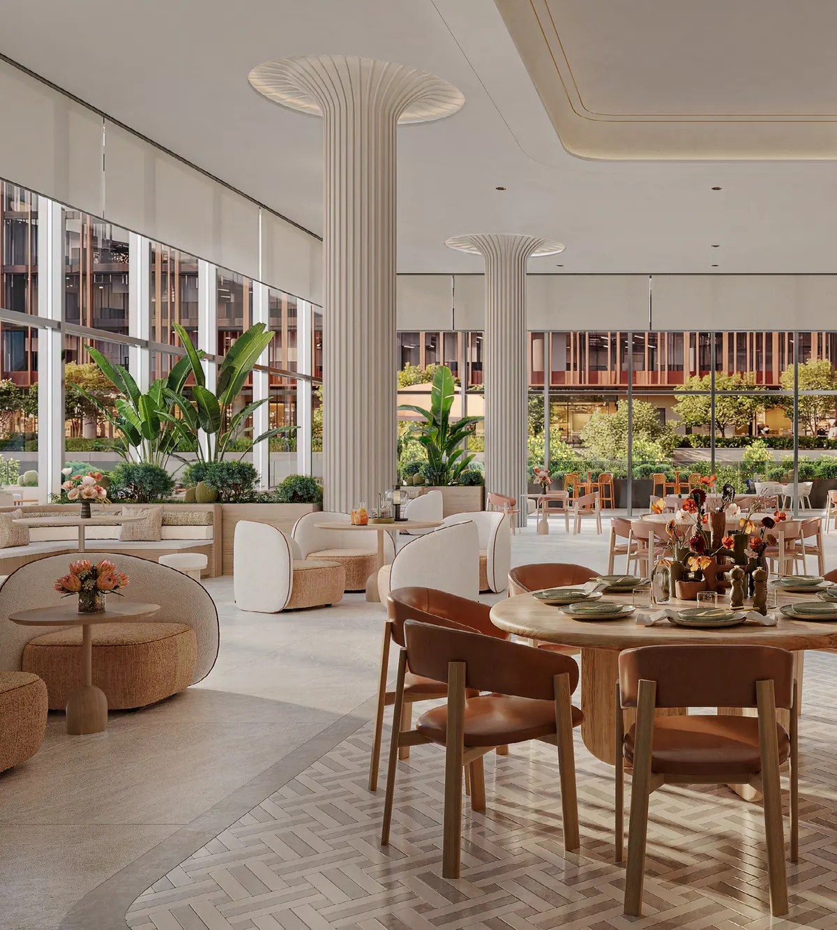 Restaurant interior in the retail and dining units at The Yards Plaza