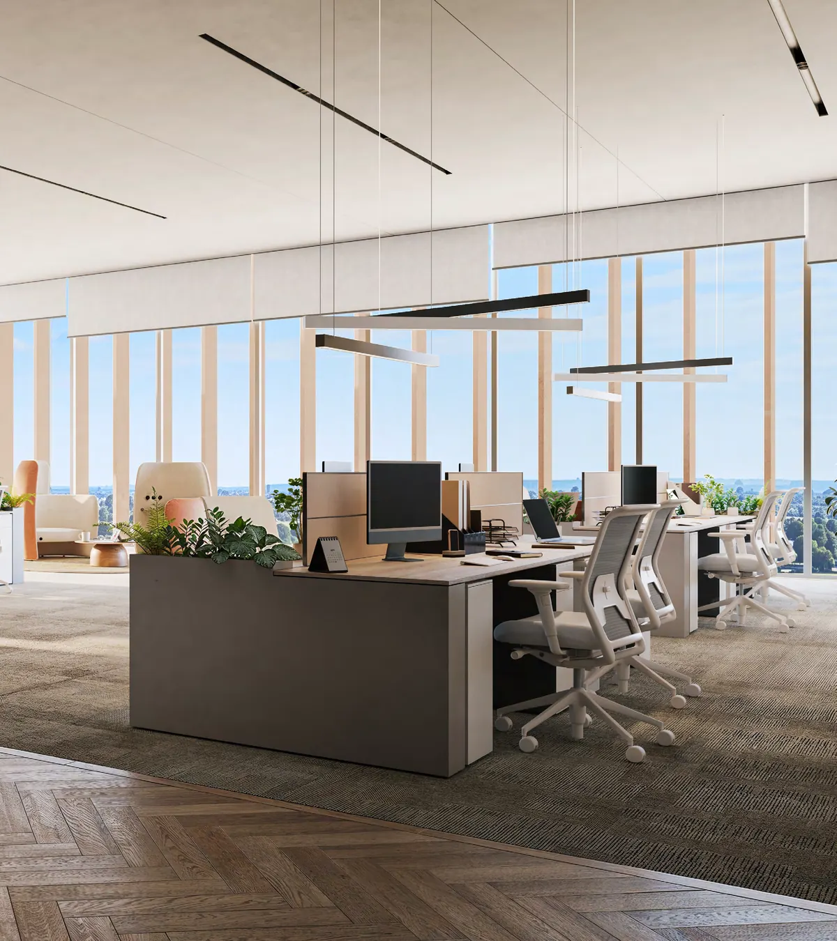 Office floor with full-height glazing