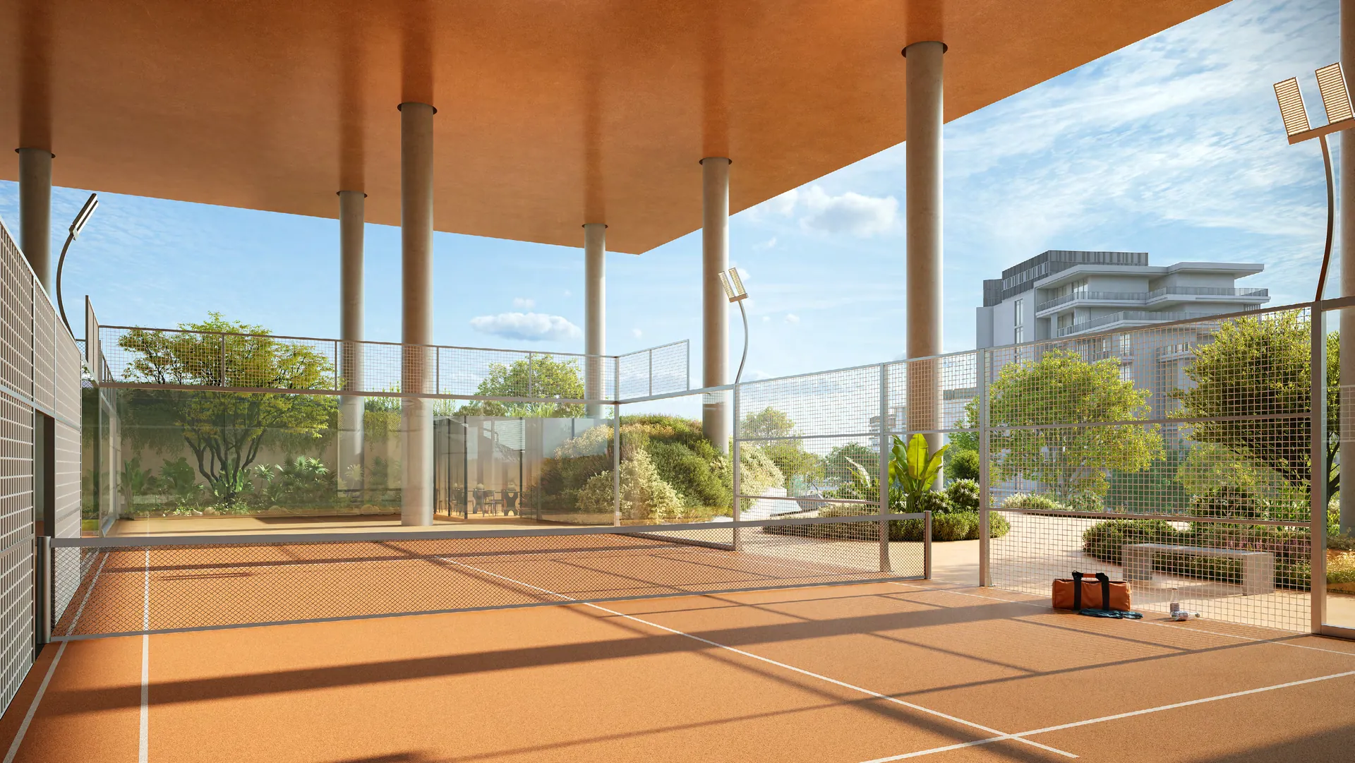 Covered padel court at The Yards Plaza