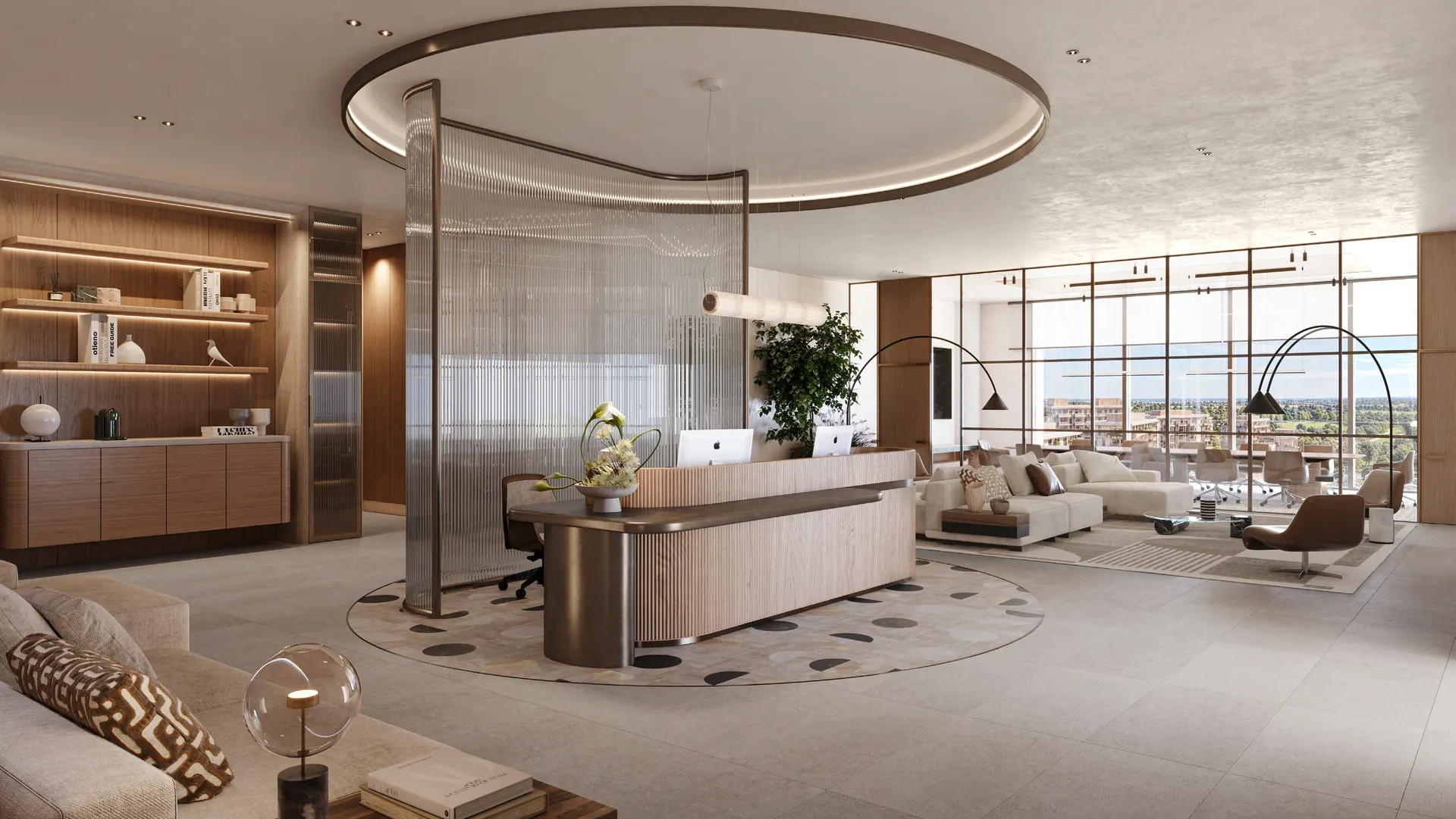 Office reception interior at The Yards Plaza