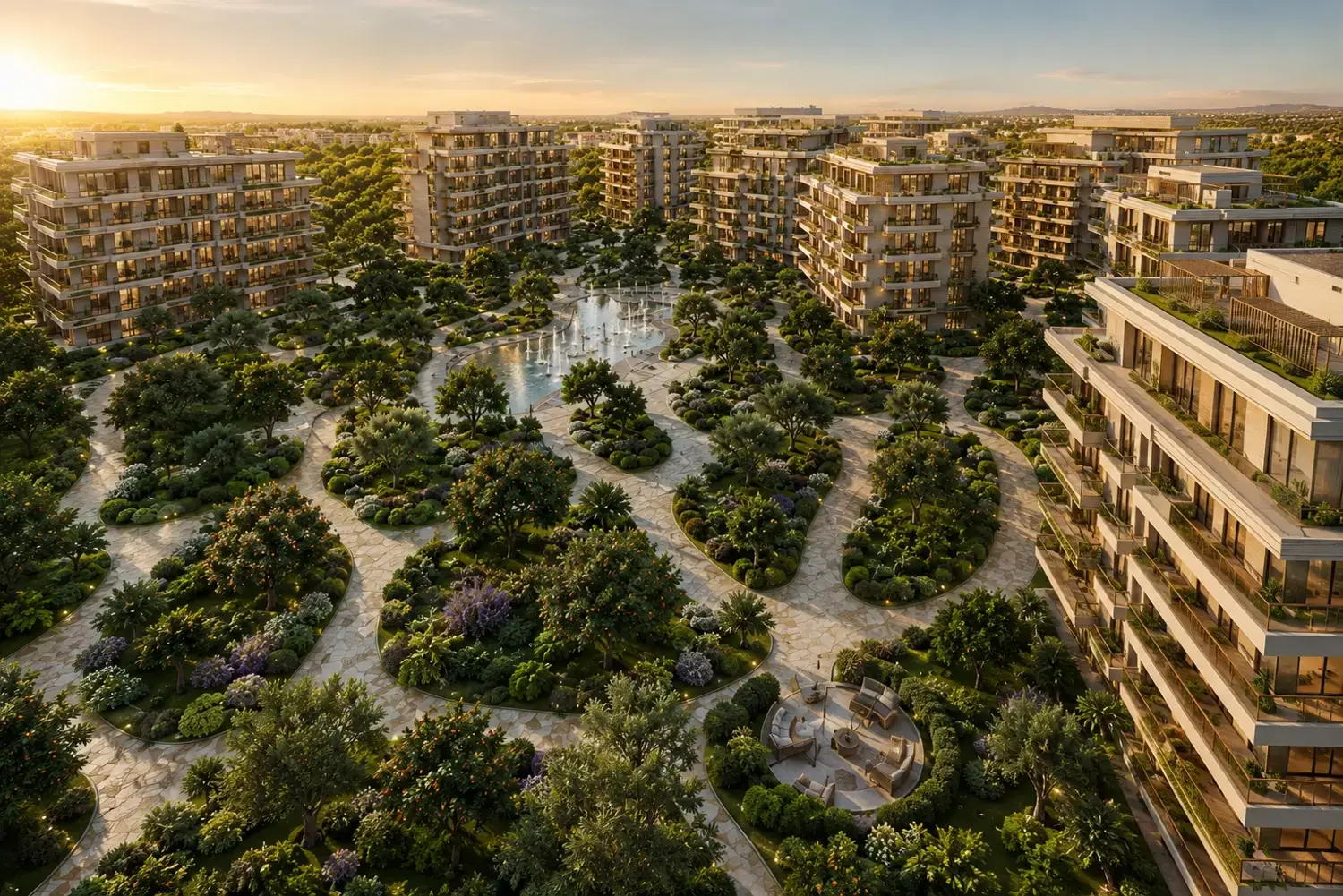 Yards by Beyond master plan with 70% greenery and sunken gardens, City of Arabia
