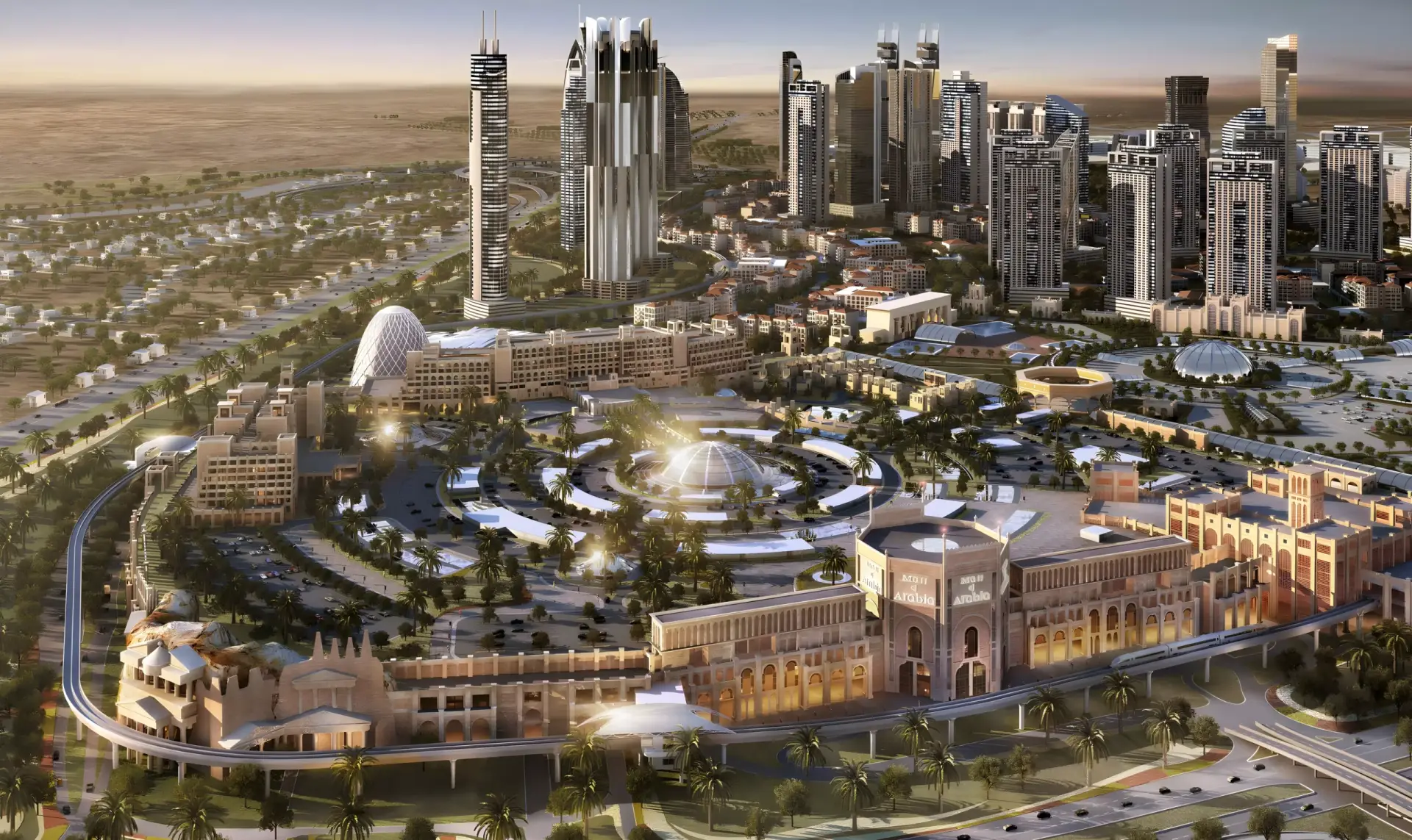 Arancia Yards by Beyond aerial view of City of Arabia master plan, Dubai